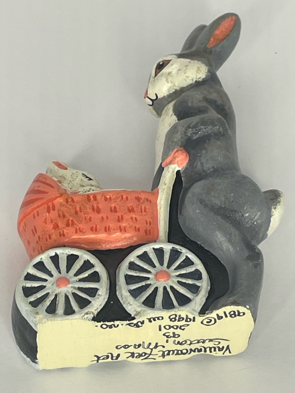 Vaillancourt Folk Art Pink Baby Carriage 9819 Chalkware Rare Vintage - Picture 14 of 16